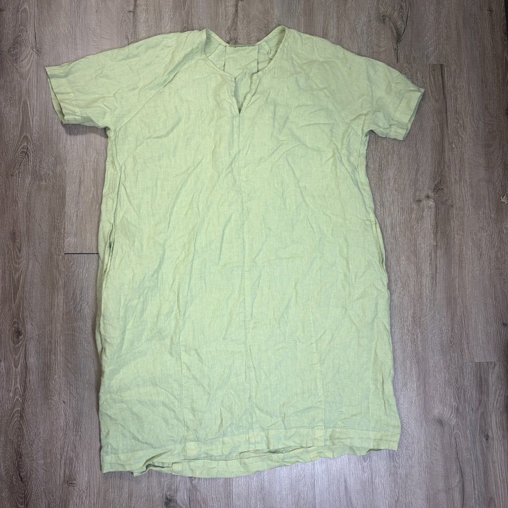 Cut Loose 100% Linen Dress Green Made in USA Womens Large 4401768 Pullover